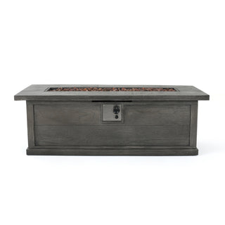 56" Outdoor 50,000 BTU Rectangular MgO Concrete Propane Fire Pit, Grey Wood Pattern (Tank Cover not Included)