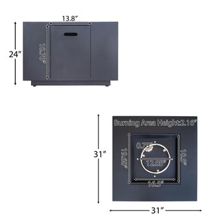Outdoor Patio Propane Fire Pit 24'' H x 33'' W Square Iron Gas-burning Fire Pit - 50,000 BTU, Tank in side, Dark Gray/Grey