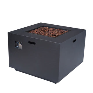 Outdoor Patio Propane Fire Pit 24'' H x 33'' W Square Iron Gas-burning Fire Pit - 50,000 BTU, Tank in side, Dark Gray/Grey