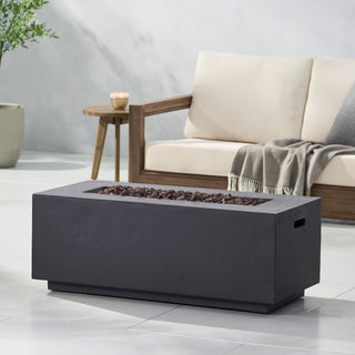40" Outdoor 40,000 BTU Rectangular MgO Concrete Propane Fire Pit, Light Gray/Dark Gray  (Tank Cover not Included)