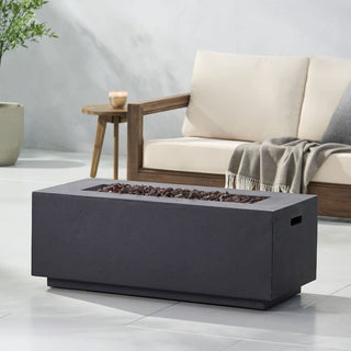 40" Outdoor 40,000 BTU Rectangular MgO Concrete Propane Fire Pit, Light Gray/Dark Gray  (Tank Cover not Included)