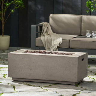 40" Outdoor 40,000 BTU Rectangular MgO Concrete Propane Fire Pit, Light Gray/Dark Gray  (Tank Cover not Included)