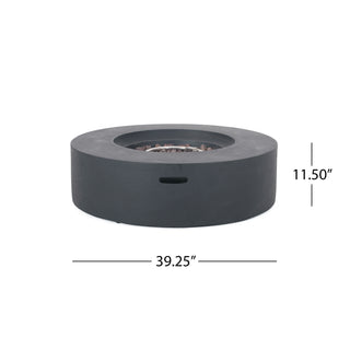 Outdoor 50,000 BTU Round MgO Concrete Propane Fire Pit, Light Gray/Dark Gray  (Tank Cover not Included)
