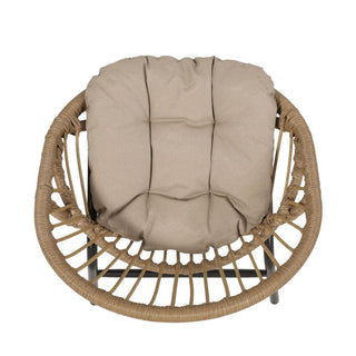 Bohemian PE Wicker Outdoor Dining Chairs With Metal Frame And Cushions