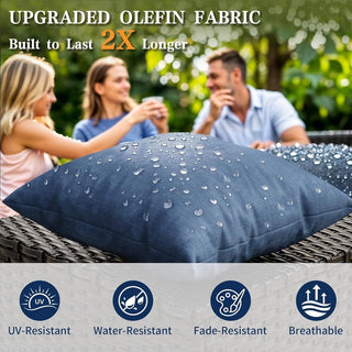 7-Piece PE Wicker Patio Furniture Set with 3-Seat Sofa, 2 Swivel Chairs, 2 Ottomans & Side Table, Durable Outdoor Conversation Set with Fade-Resistant Frame