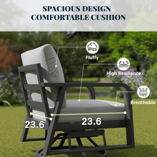 2-Piece Aluminum Swivel Rocking Patio Chairs, 360° Rotating Outdoor Lounge Chairs with Smooth Rocking Motion