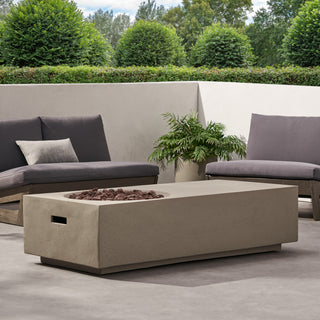 14.75" Rectangular Propane Fire Pit, 50,000 BTU Outdoor Gas Fire Pit Table for Patio & Backyard