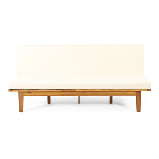 Acacia Wood Outdoor Daybed With Slatted Design And Waterproof Cushions