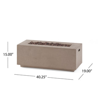 40" Outdoor 40,000 BTU Rectangular MgO Concrete Propane Fire Pit, Light Gray/Dark Gray  (Tank Cover not Included)