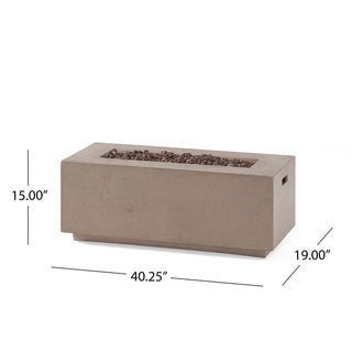 40" Outdoor 40,000 BTU Rectangular MgO Concrete Propane Fire Pit, Light Gray/Dark Gray  (Tank Cover not Included)