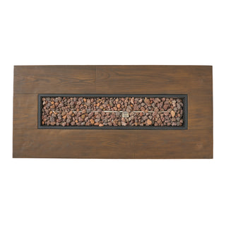 56'' Rectangular Outdoor MGO 50,000 BTU Propane Fire Pit,  Wood-Looking (Tank Cover not Included)