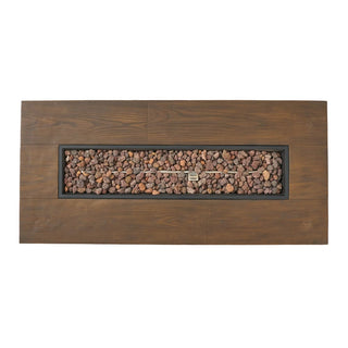 56'' Rectangular Outdoor MGO 50,000 BTU Propane Fire Pit,  Wood-Looking (Tank Cover not Included)