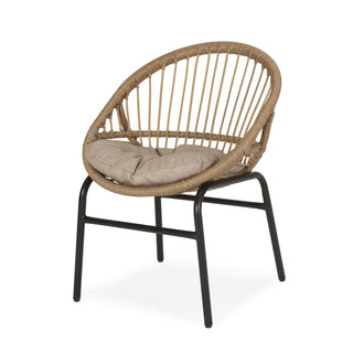 Bohemian PE Wicker Outdoor Dining Chairs With Metal Frame And Cushions