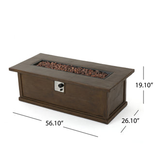 56'' Rectangular Outdoor MGO 50,000 BTU Propane Fire Pit,  Wood-Looking (Tank Cover not Included)
