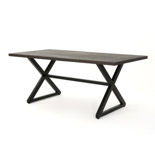 Rolando Outdoor Dining Table – Sleek Aluminum Top & Sturdy Steel Frame in Brown