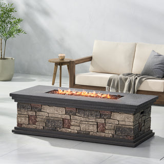Rectangular MGO Propane Fire Pit, 50,000 BTU Outdoor Gas Fire Table for Patio & Backyard