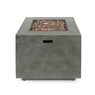 Outdoor Patio Propane Fire Pit 24'' H x 33'' W Square Iron Gas-burning Fire Pit - 50,000 BTU, Tank in side, Dark Grey/Stone Gray