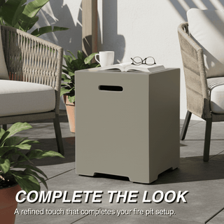 Propane Tank Cover Table, Outdoor Cylinder Hideaway Table for Gas Fire Pit and Gas Griddle, Outdoor Side Table for Fire Pit, Light Concrete