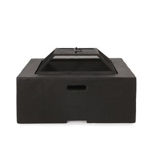Outdoor 29" Square MgO Wood- Burning Fire Pit, Dark Gray