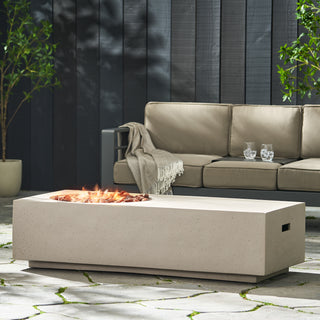 14.75" Rectangular Propane Fire Pit, 50,000 BTU Outdoor Gas Fire Pit Table for Patio & Backyard