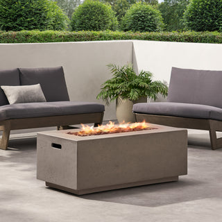 40" Outdoor 40,000 BTU Rectangular MgO Concrete Propane Fire Pit, Light Gray/Dark Gray  (Tank Cover not Included)