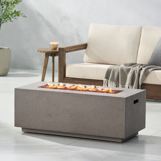40" Outdoor 40,000 BTU Rectangular MgO Concrete Propane Fire Pit, Light Gray/Dark Gray  (Tank Cover not Included)