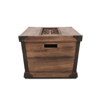Outdoor Patio Concrete Fire table, Rectangle Gas Burning 56-Inch Fire Pit - 50,000 BTU, Wood Pattern Fire Table, Wood-Looking (Tank Cover not Included)
