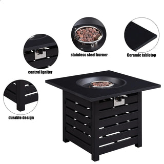 32-inch Square 50,000 BTU Auto-Ignition Propane Gas Fire Pit Table