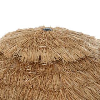 9FT/10FT 2-Tier Thatched Tiki Patio Umbrella with Crank – Natural Color, Beach-Style Sunshade
