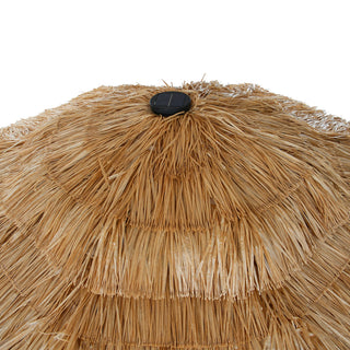 9FT/10FT 2-Tier Thatched Tiki Patio Umbrella with Crank – Natural Color, Beach-Style Sunshade