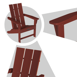 4.7 Inch Wide Arm Modern Red Adirondack Chair, All Weather Plastic Patio Chair