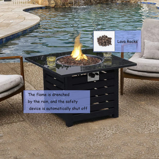 32-inch Square 50,000 BTU Auto-Ignition Propane Gas Fire Pit Table