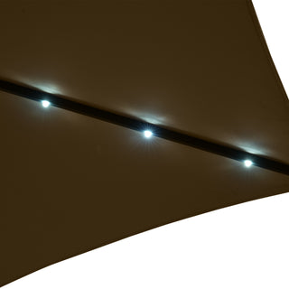 10FT Hexagonal Offset Patio Umbrella with Crank & Tilt, Available in Beige / Navy Blue / Tan / Red