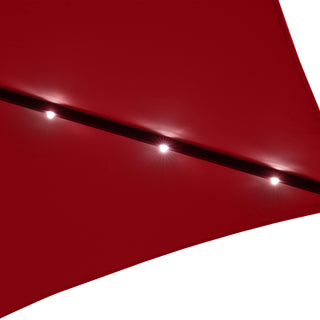 10FT Hexagonal Offset Patio Umbrella with Crank & Tilt, Available in Beige / Navy Blue / Tan / Red