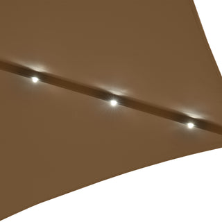 10FT Hexagonal Offset Patio Umbrella with Crank & Tilt, Available in Beige / Navy Blue / Tan / Red