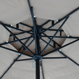 9FT/10FT 2-Tier Thatched Tiki Patio Umbrella with Crank – Natural Color, Beach-Style Sunshade