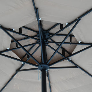 9FT/10FT 2-Tier Thatched Tiki Patio Umbrella with Crank – Natural Color, Beach-Style Sunshade