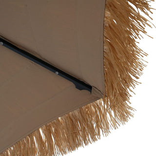 9FT/10FT 2-Tier Thatched Tiki Patio Umbrella with Crank – Natural Color, Beach-Style Sunshade