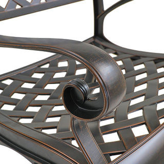 Bronze Cast Aluminum Outdoor Patio Dining Arm Chairs, Set of 2, Weather-Resistant Garden & Courtyard Seating