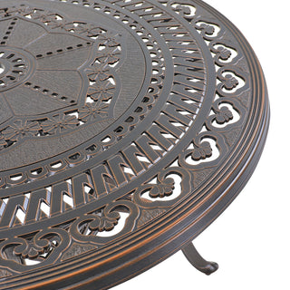 40" Round Cast Aluminum Outdoor Dining Table in Antique Bronze/White with 1.9" Umbrella Hole, Standard Height for Patio & Garden