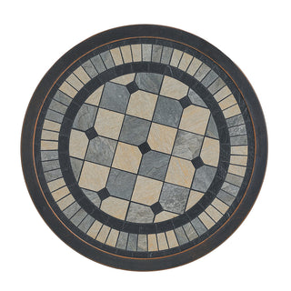 24" Round Cast Aluminum Outdoor Bistro Table with Ceramic Tile Top in Antique Bronze/White, Standard Height for Patio & Garden