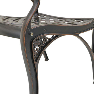 Bronze Cast Aluminum Outdoor Patio Dining Arm Chairs, Set of 2, Weather-Resistant Garden & Courtyard Seating