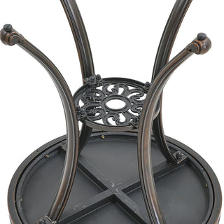 24" Round Cast Aluminum Outdoor Bistro Table with Ceramic Tile Top in Antique Bronze/White, Standard Height for Patio & Garden