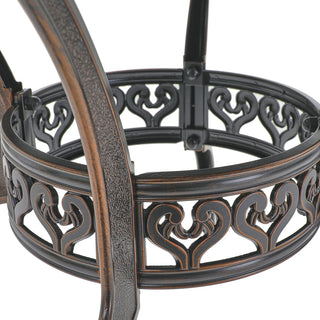40" Round Cast Aluminum Outdoor Dining Table in Antique Bronze/White with 1.9" Umbrella Hole, Standard Height for Patio & Garden