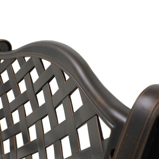 Bronze Cast Aluminum Outdoor Patio Dining Arm Chairs, Set of 2, Weather-Resistant Garden & Courtyard Seating