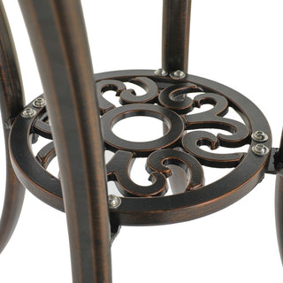 25" Round Ivory Cast Aluminum Outdoor Bistro Table with 1.9" Umbrella Hole, Standard Height for Patio, Balcony & Garden
