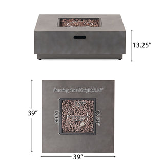 Square Iron Propane Fire Pit Table, 50,000 BTU Outdoor Gas Heater for Patio Gathering