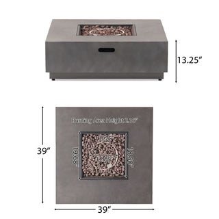 Square Iron Propane Fire Pit Table, 50,000 BTU Outdoor Gas Heater for Patio Gathering