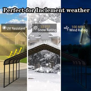 Heavy Duty Carport Shelter – Reinforced All-Weather Car Canopy for Vehicles, Boats & Equipment (Gray/White)