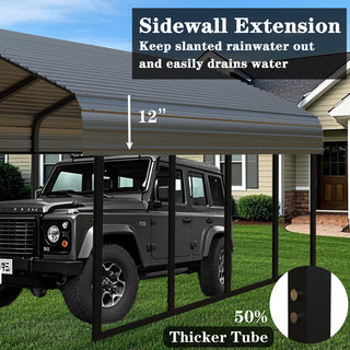 Heavy Duty Carport Shelter – Reinforced All-Weather Car Canopy for Vehicles, Boats & Equipment (Gray/White)